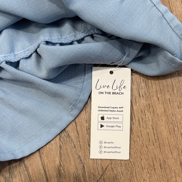 NWT CUPSHE Live Life On The Beach Blue Tiered Ruffle Midi Dress Medium - Picture 2 of 8